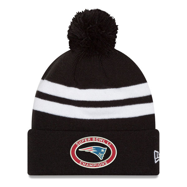 New England Patriots New Era Super Bowl LI Champions Top Stripe Cuffed Knit Hat - Navy